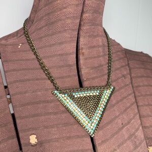 Dalita Geometric Bronze & Turquoise Statement Necklace High Quality Southwestern